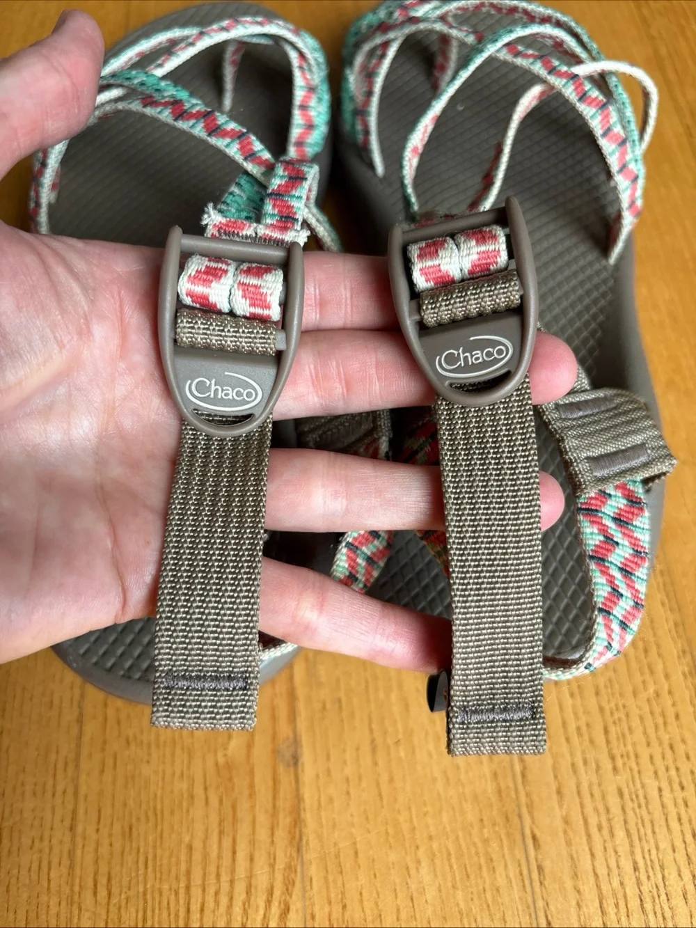Chaco ZX/2 Classic Sandals Dolman Pine Taupe Red Green Womens Sz 8 Hiking Arch